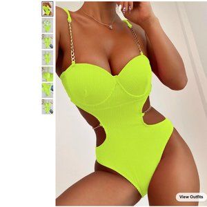 Bright Yellow sexy One Piece Swimsuit